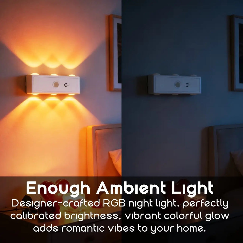 4/2/1Pcs RGB LED Decorative Wall Light with Motion Sensor, Six-Head LED Atmosphere Lighting, Rechargeable, Powered, Ideal for Entryway, Hallway, Bedside, Desk, Closet, Motion Sensor Lamp, LED Wall Lamps, Decorative Lights
