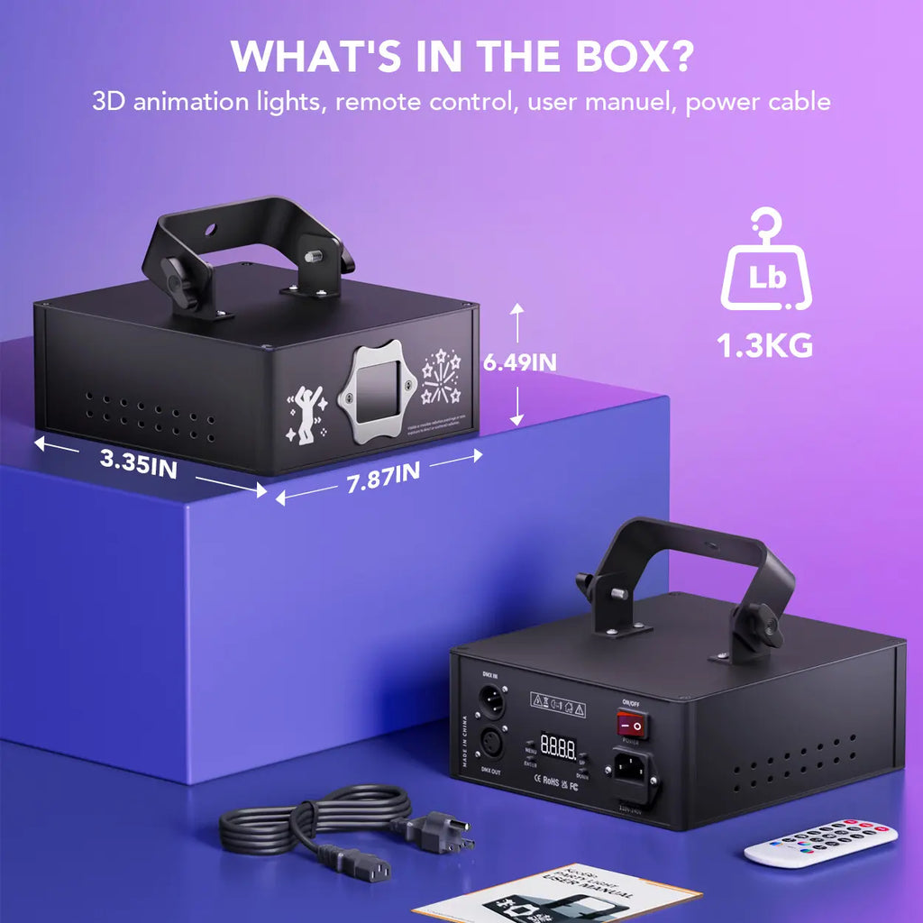 APP DJ Laser Lights Professional - 200+ 3D RGB Animation Laser Light Show, Hand Drawing, Custom Patterns, Sound Actived & DMX Sync for Party, Stage, Club