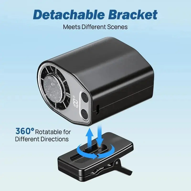 【Summer Survivals】Joytutus 2026 Semiconductor Cooling Car Clip on Fan with LED Display - 360° Rotation, 100 Speeds Adjustable, USB Rechargeable Personal Cooling Fan, 16℃ Semi-Cooling Wide Clamp 20Hr Battery 3000Mah Battery