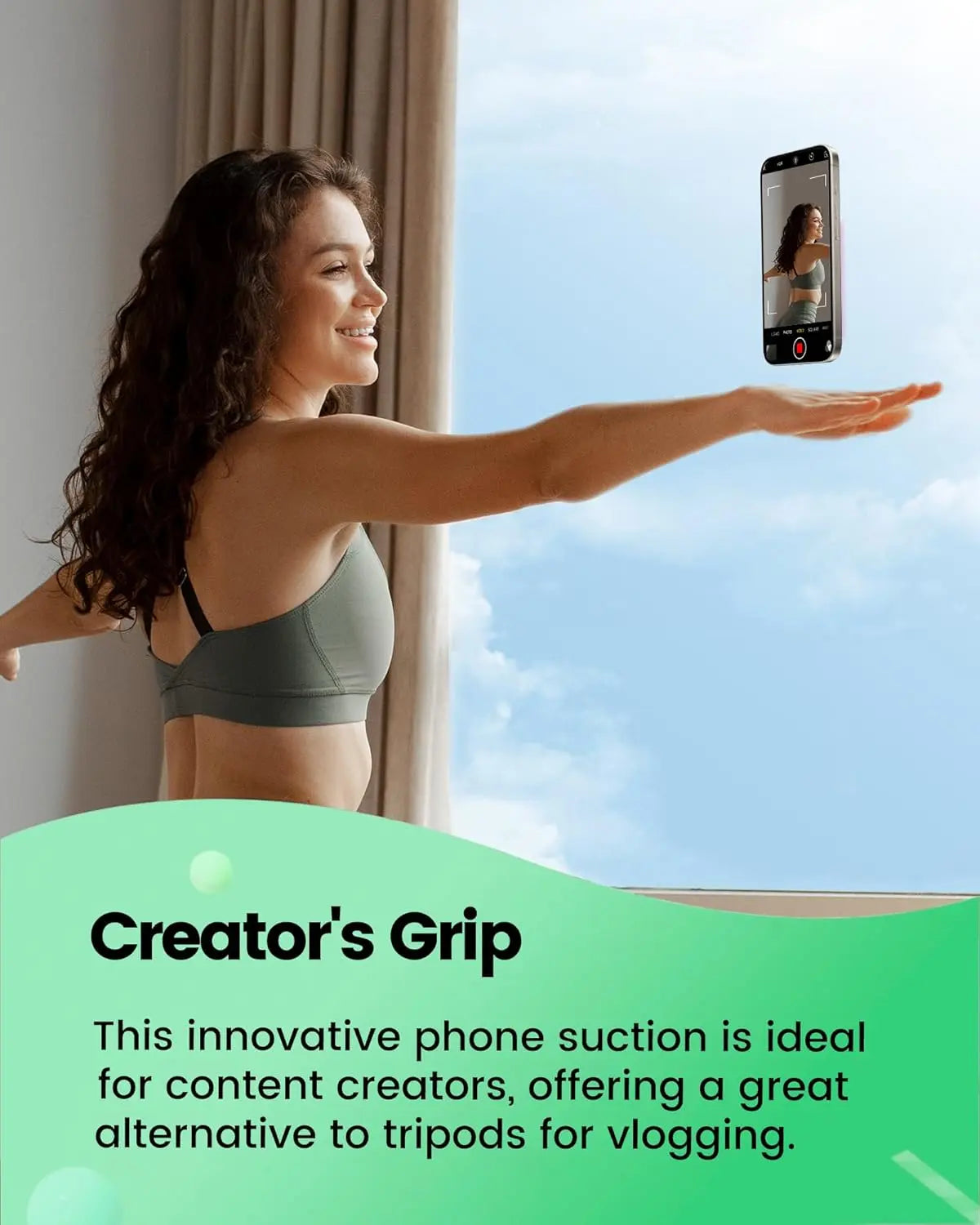 3Pcs Silicone Suction Cup Phone Mount, Double-Sided & Single-Sided Hands-Free Strong Grip Phone Holder for Tiktok Videos Selfies Shower Mirror, Non-Slip Reusable Phone Stand