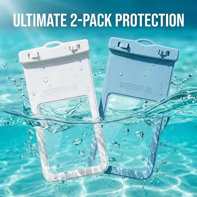 Waterproof Phone Pouch, 2 Counts Clear Waterproof Cell Phone Case with Lanyard for Iphone 15/14/13 Pro Max/Plus and Galaxy S22/S23, Fits Phones up to 7 Inches, Essential Waterproof Dry Bags for Outdoor Beach Swimming Diving, Boating Accessories
