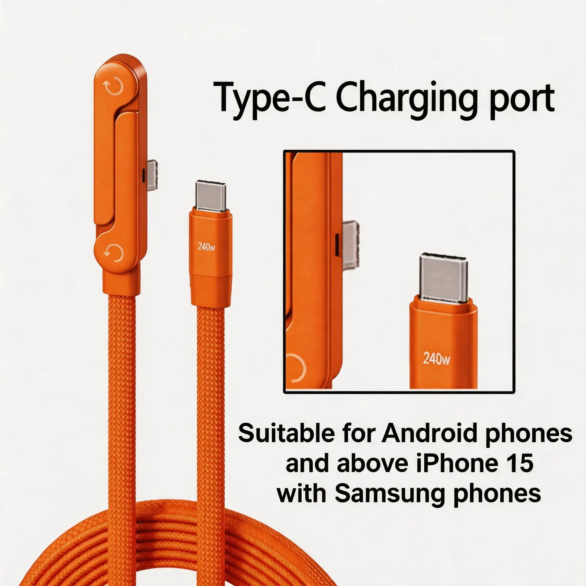 MREGB 240W Fast Charging C-Type Adapter Cable Charger - 2-In-1 Portable All-In-1 Stand Cord for Mobile Devices (Gaming, Travel Use) - Durable Summerwins Fast Chargers