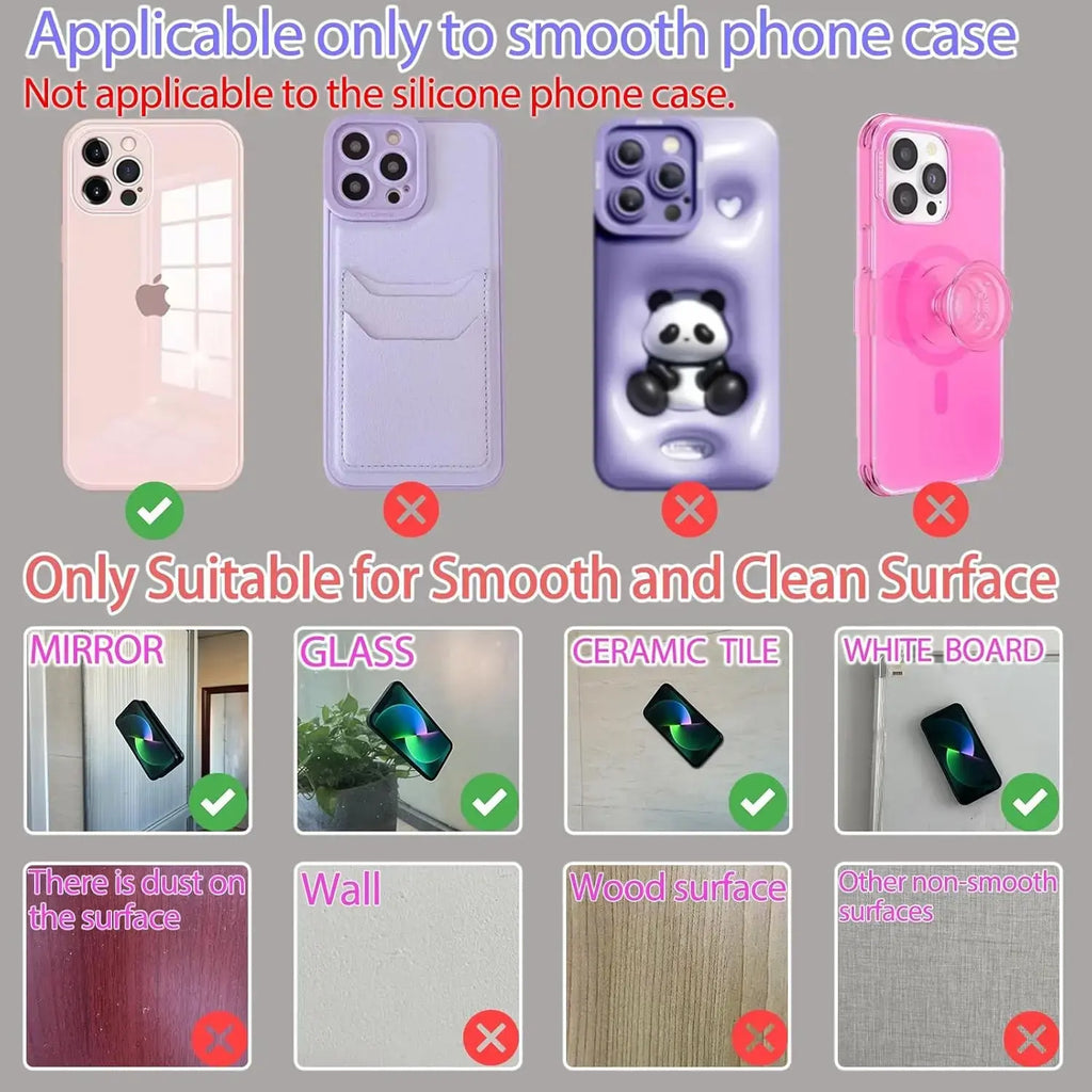 3Pcs Silicone Suction Cup Phone Mount, Double-Sided & Single-Sided Hands-Free Strong Grip Phone Holder for Tiktok Videos Selfies Shower Mirror, Non-Slip Reusable Phone Stand