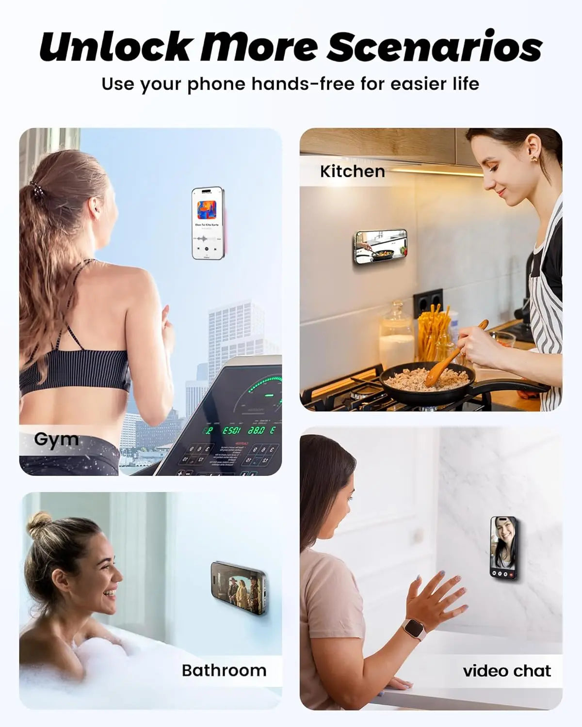 3Pcs Silicone Suction Cup Phone Mount, Double-Sided & Single-Sided Hands-Free Strong Grip Phone Holder for Tiktok Videos Selfies Shower Mirror, Non-Slip Reusable Phone Stand