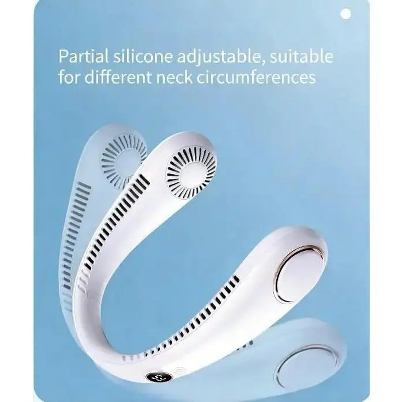 USB Rechargeable Portable Neck Fan with Digital Display and 5-Speed Wind Adjustment for Outdoor Activities