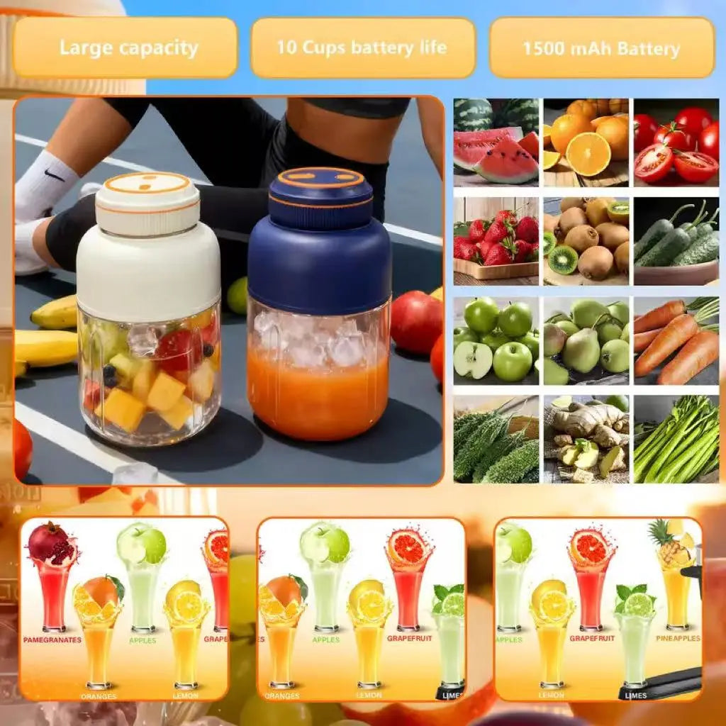 Portable Juicer and Blender Cup, USB Rechargeable Multifunctional Smoothie Maker, Essential Summer Appliance
