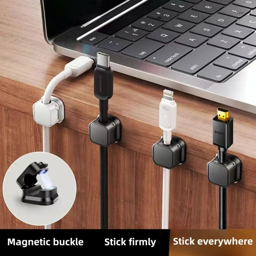 Cable Management Holder, 6 Counts Magnetic Cable Organizer, Cable Management Clip, Desk Organizer for Home Office, Desk Accessories