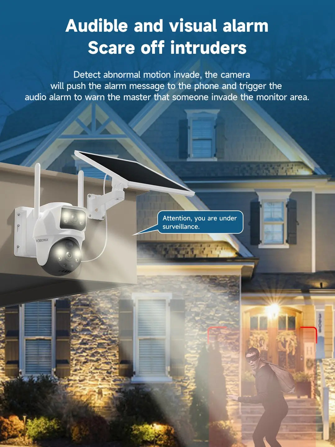Dual Lens 4G PTZ Solar Security Camera with AI Human Detection, Wireless Outdoor Functionality, Dual View, 355° Pan and 90° Tilt, PIR Motion Alerts, IP65 Waterproof Rating, Night Vision, App Remote Access, No Wi-Fi Required, Comprehensive Home Security So