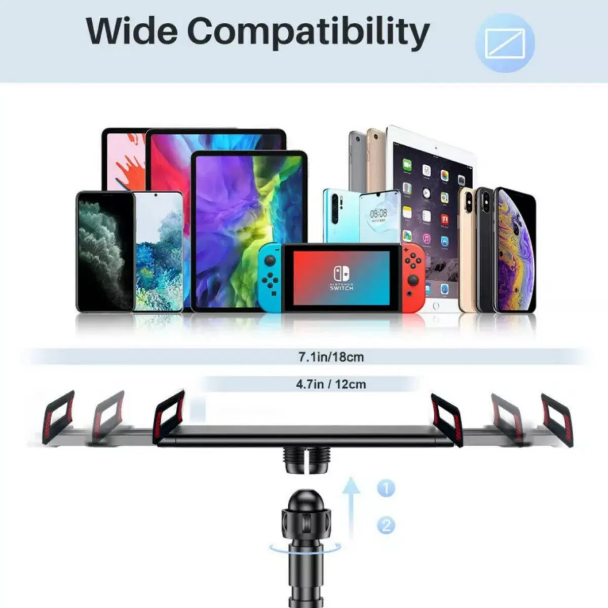 360° Rotatable Desktop Phone and Tablet Mount Stand, Adjustable Holder for Home and Office, Flexible Gooseneck Bracket Compatible with iPhone 17/16/15/14/13 Pro Max, iPad Pro/Mini/Air, Samsung Galaxy Tab, and Lenovo Tab Series
