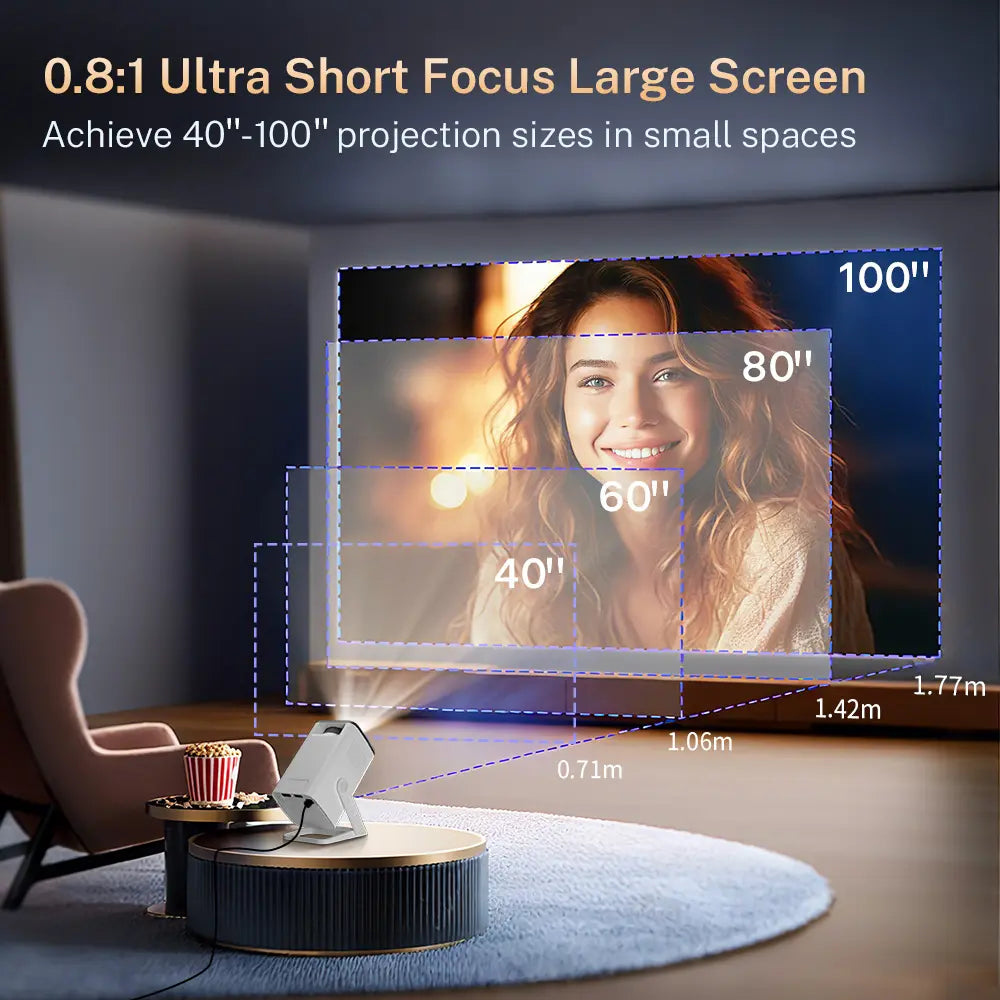 [2026 Upgraded] X1 Projector 300ANSI Android 14.0 Dual Wifi6 8K 4K Decode Auto Keystone Correction Wireless BT5.4 130"Screen 1280*720P Built-In Speaker 180° Rotatable Mini Portable Home Cinema Outdoor Audio Summervibes Gift