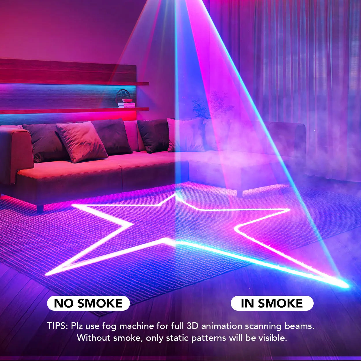 APP DJ Laser Lights Professional - 200+ 3D RGB Animation Laser Light Show, Hand Drawing, Custom Patterns, Sound Actived & DMX Sync for Party, Stage, Club