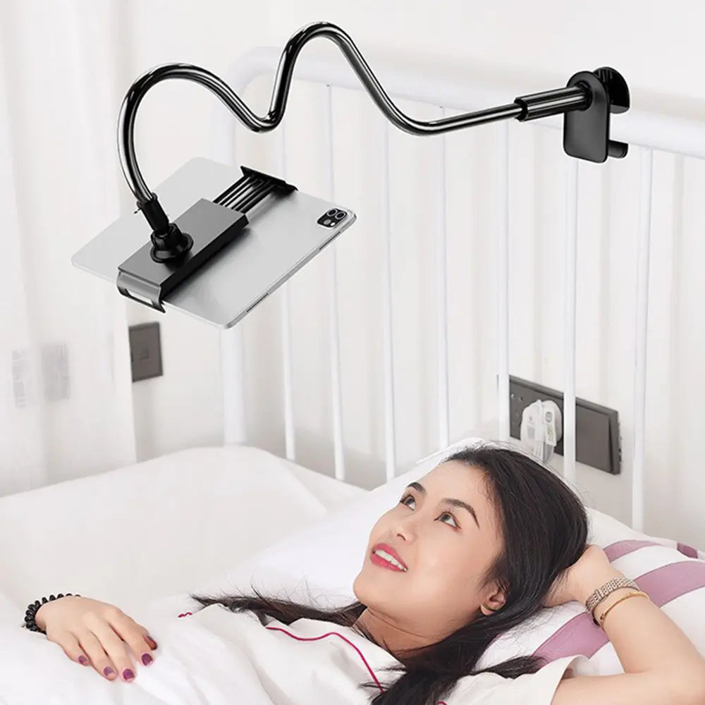 360° Rotatable Desktop Phone and Tablet Mount Stand, Adjustable Holder for Home and Office, Flexible Gooseneck Bracket Compatible with iPhone 17/16/15/14/13 Pro Max, iPad Pro/Mini/Air, Samsung Galaxy Tab, and Lenovo Tab Series