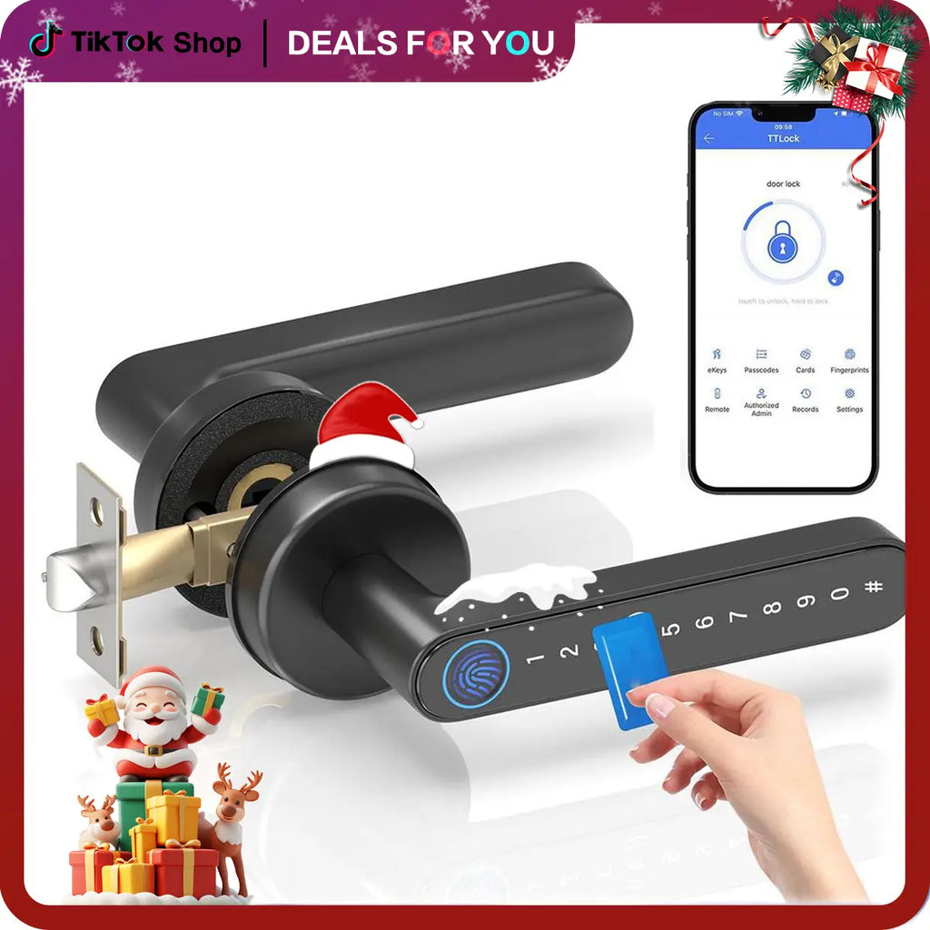 [Deals for You Days] Smart Fingerprint Door Lock 1 Count Keyless Entry Lock with Keyboard Handle, Digital Electric Biometric Technology for Bedroom Home Use,Fathersdaygift