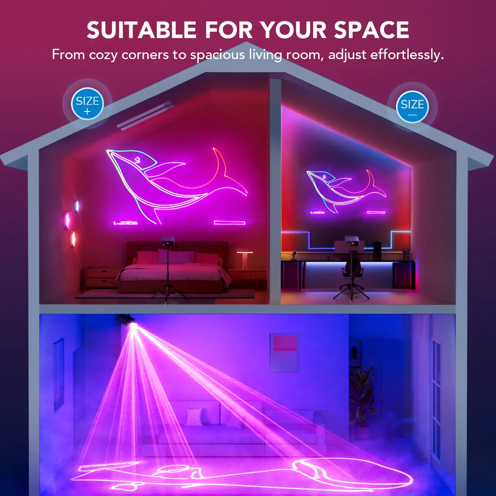 APP DJ Laser Lights Professional - 200+ 3D RGB Animation Laser Light Show, Hand Drawing, Custom Patterns, Sound Actived & DMX Sync for Party, Stage, Club
