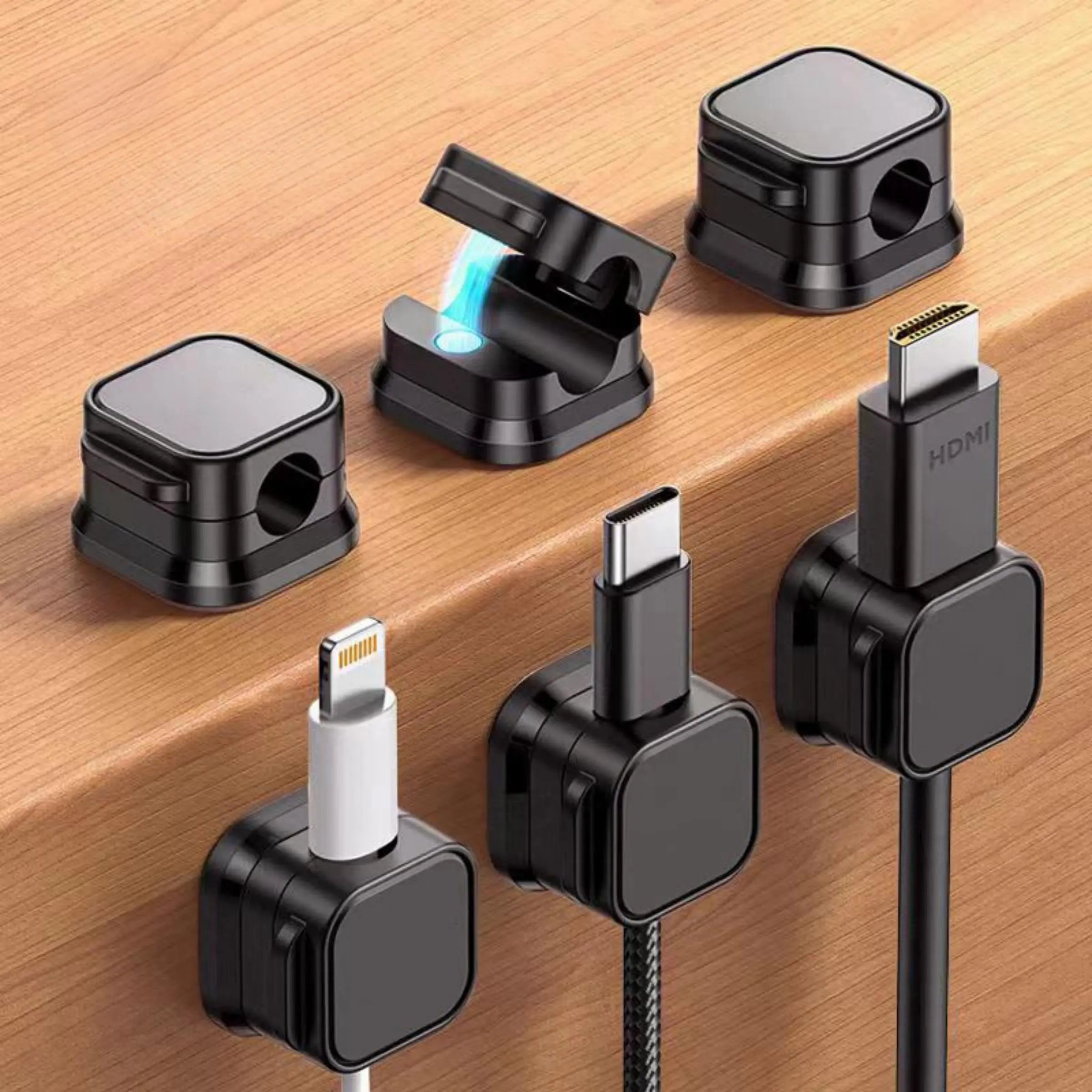 Cable Management Holder, 6 Counts Magnetic Cable Organizer, Cable Management Clip, Desk Organizer for Home Office, Desk Accessories