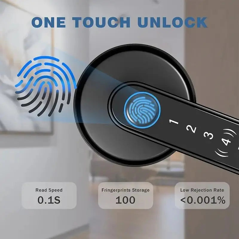 [Deals for You Days] Smart Fingerprint Door Lock 1 Count Keyless Entry Lock with Keyboard Handle, Digital Electric Biometric Technology for Bedroom Home Use,Fathersdaygift