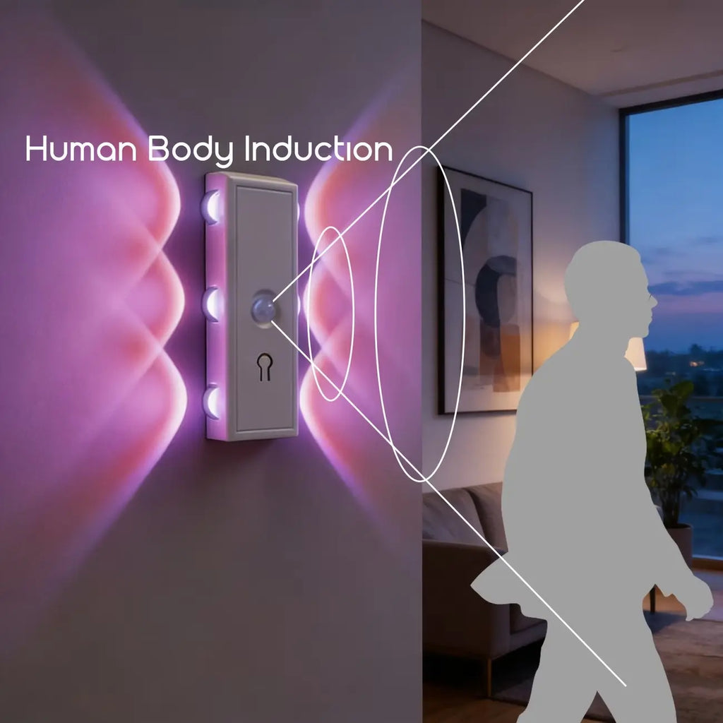 4/2/1Pcs RGB LED Decorative Wall Light with Motion Sensor, Six-Head LED Atmosphere Lighting, Rechargeable, Powered, Ideal for Entryway, Hallway, Bedside, Desk, Closet, Motion Sensor Lamp, LED Wall Lamps, Decorative Lights