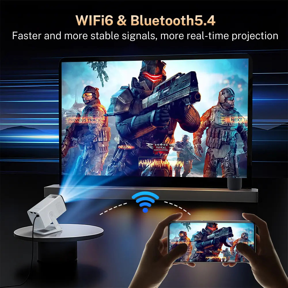 [2026 Upgraded] X1 Projector 300ANSI Android 14.0 Dual Wifi6 8K 4K Decode Auto Keystone Correction Wireless BT5.4 130"Screen 1280*720P Built-In Speaker 180° Rotatable Mini Portable Home Cinema Outdoor Audio Summervibes Gift