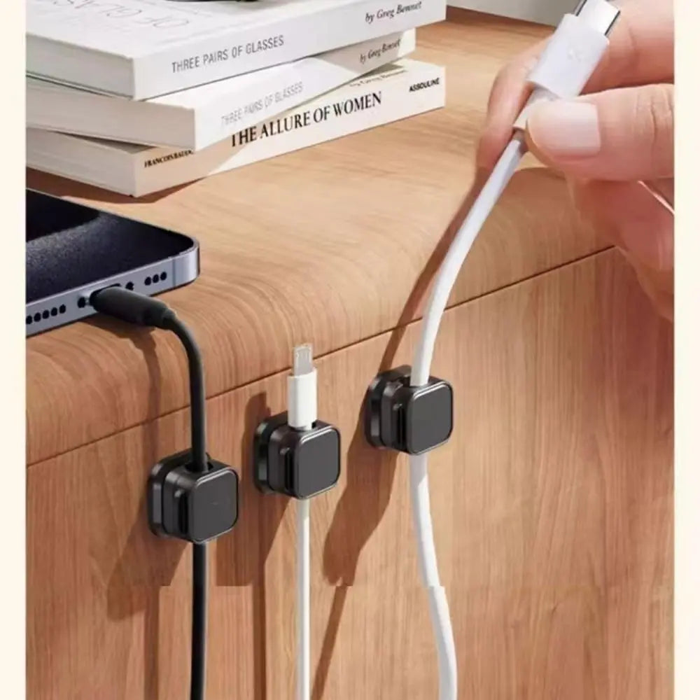 Cable Management Holder, 6 Counts Magnetic Cable Organizer, Cable Management Clip, Desk Organizer for Home Office, Desk Accessories