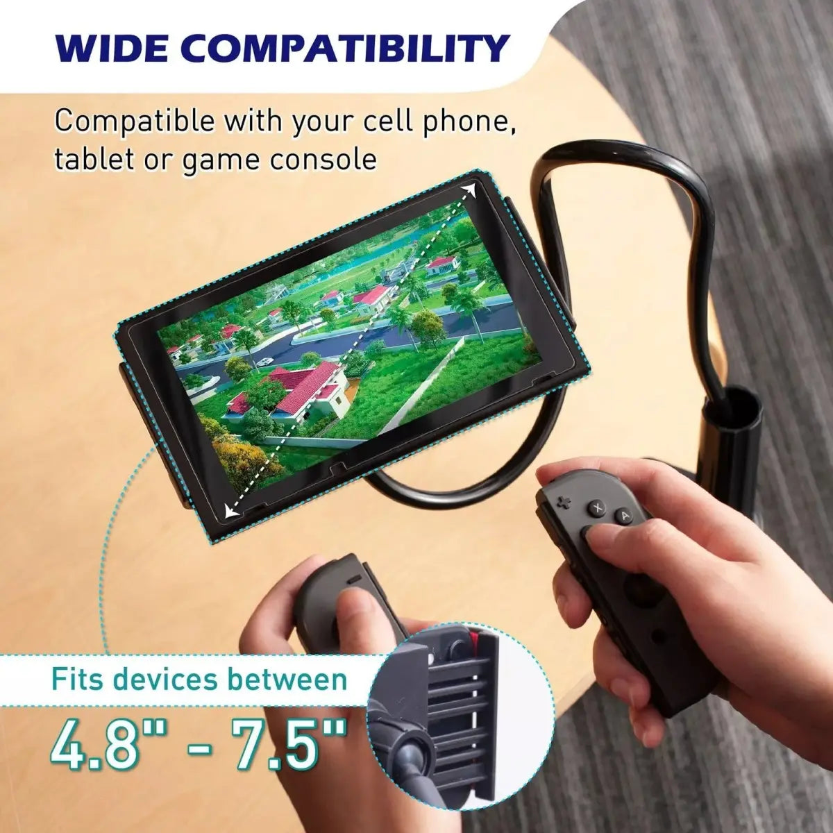 360° Rotatable Desktop Phone and Tablet Mount Stand, Adjustable Holder for Home and Office, Flexible Gooseneck Bracket Compatible with iPhone 17/16/15/14/13 Pro Max, iPad Pro/Mini/Air, Samsung Galaxy Tab, and Lenovo Tab Series