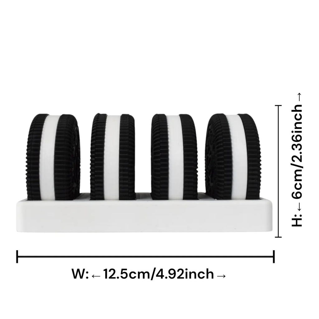 3D Printed Cookie Cable Organizer Set - 4-Piece Realistic Cookie Stand with Tray, Unique Desktop Accessories for Tech Enthusiasts and Plush Mini Fidget Animal, Ideal Gift for Italian Brainrot Toy Lovers