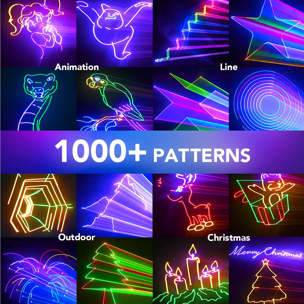 APP DJ Laser Lights Professional - 200+ 3D RGB Animation Laser Light Show, Hand Drawing, Custom Patterns, Sound Actived & DMX Sync for Party, Stage, Club