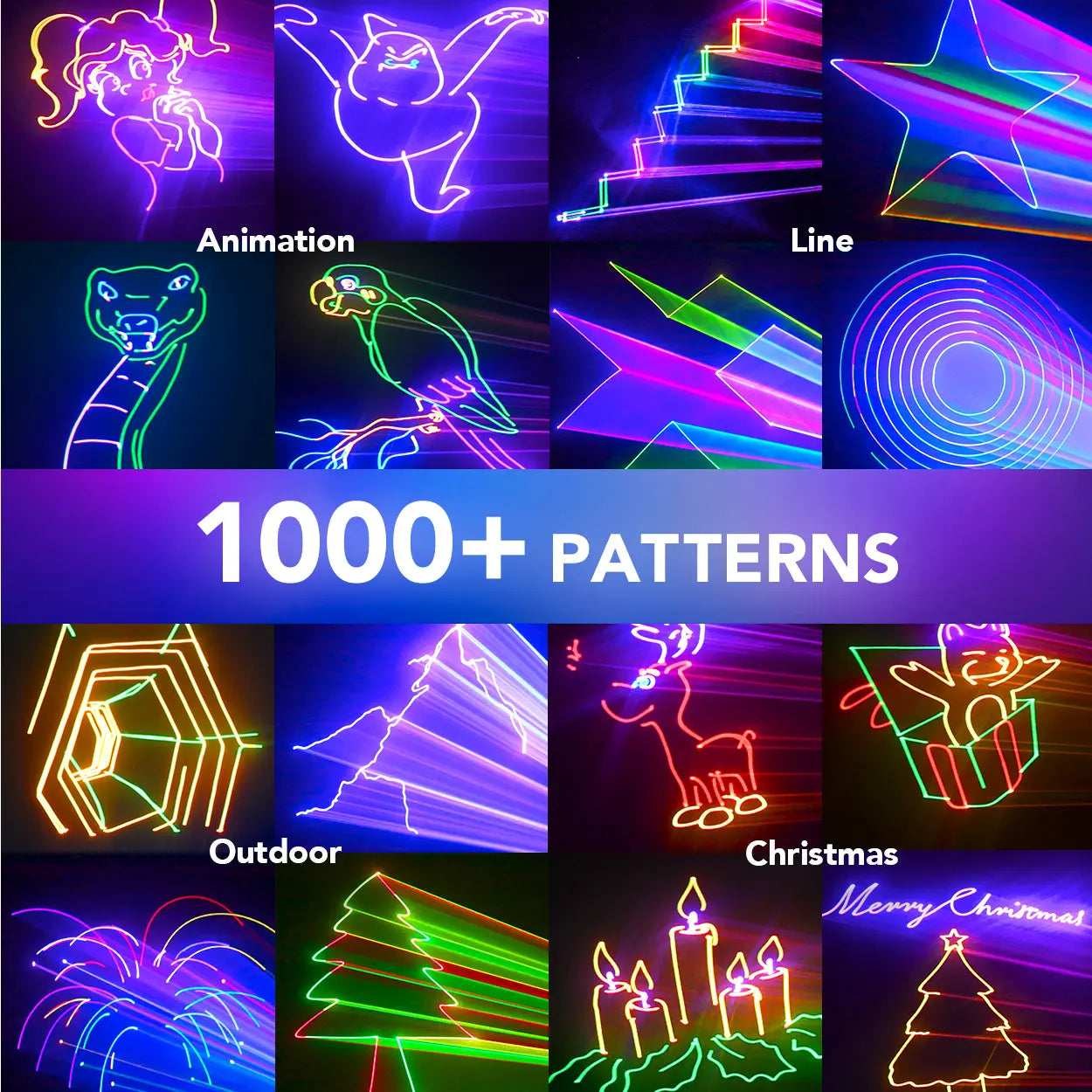 APP DJ Laser Lights Professional - 200+ 3D RGB Animation Laser Light Show, Hand Drawing, Custom Patterns, Sound Actived & DMX Sync for Party, Stage, Club