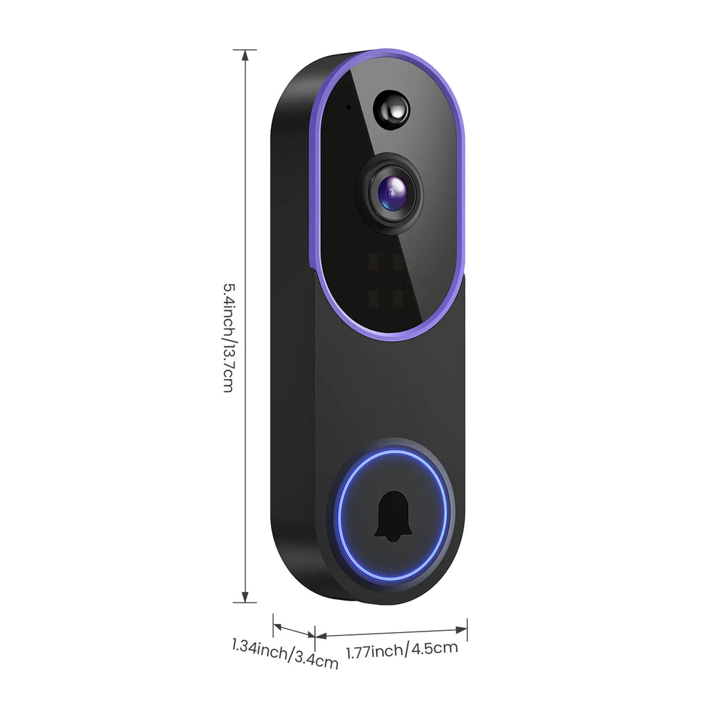1080P Wireless Video Doorbell Camera, Smart AI Human Detection, FHD Live View, Cloud Storage, Night Vision, Two Way Audio, Instant Alert, 2.4G Wifi Only, Indoor/Outdoor Surveillance Cam for Home Security System